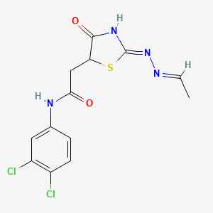 molecular formula C13H12Cl2N4O2S B6080121 N-(3,4-dichlorophenyl)-2-[(2Z)-2-[(E)-ethylidenehydrazinylidene]-4-oxo-1,3-thiazolidin-5-yl]acetamide 
