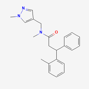 molecular formula C22H25N3O B6080166 N-methyl-3-(2-methylphenyl)-N-[(1-methylpyrazol-4-yl)methyl]-3-phenylpropanamide 