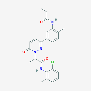 molecular formula C24H25ClN4O3 B6080448 N-(2-chloro-6-methylphenyl)-2-{3-[4-methyl-3-(propanoylamino)phenyl]-6-oxopyridazin-1(6H)-yl}propanamide 