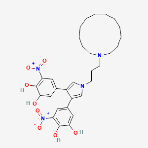 molecular formula C31H40N4O8 B608056 4,4'-[1-[3-(1-Azacyclotridecane-1-yl)propyl]-1H-pyrrole-3,4-diyl]bis(6-nitrocatechol) CAS No. 1561902-73-5