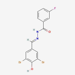 molecular formula C14H9Br2FN2O2 B6080837 N-[(E)-(3,5-dibromo-4-hydroxyphenyl)methylideneamino]-3-fluorobenzamide 
