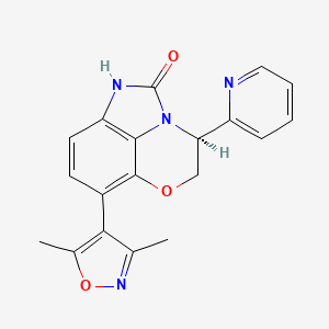 molecular formula C19H16N4O3 B608088 (11S)-7-(3,5-dimethyl-1,2-oxazol-4-yl)-11-pyridin-2-yl-9-oxa-1,3-diazatricyclo[6.3.1.04,12]dodeca-4(12),5,7-trien-2-one CAS No. 1628607-64-6
