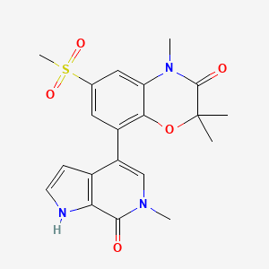molecular formula C20H21N3O5S B608089 2,2,4-trimethyl-8-(6-methyl-7-oxo-1H-pyrrolo[2,3-c]pyridin-4-yl)-6-methylsulfonyl-1,4-benzoxazin-3-one CAS No. 1820889-23-3