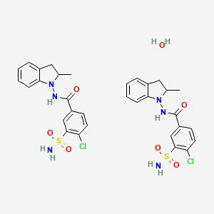 molecular formula C32H34Cl2N6O7S2 B608097 Indapamide hemihydrate CAS No. 180004-24-4