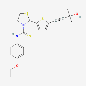 molecular formula C21H24N2O2S3 B6080997 N-(4-ethoxyphenyl)-2-[5-(3-hydroxy-3-methylbut-1-yn-1-yl)thiophen-2-yl]-1,3-thiazolidine-3-carbothioamide 
