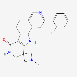 molecular formula C23H21FN4O B608105 2'-(2-fluorophenyl)-1-methyl-6',8',9',11'-tetrahydrospiro[azetidine-3,10'-pyrido[3',4':4,5]pyrrolo[2,3-f]isoquinolin]-7'(5'H)-one CAS No. 1105659-16-2