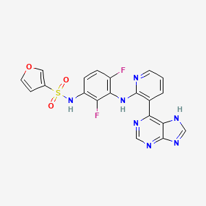 molecular formula C20H13F2N7O3S B608111 N-(3-(3-(9H-嘌呤-6-基)吡啶-2-基氨基)-2,4-二氟苯基)呋喃-3-磺酰胺 CAS No. 1380228-30-7
