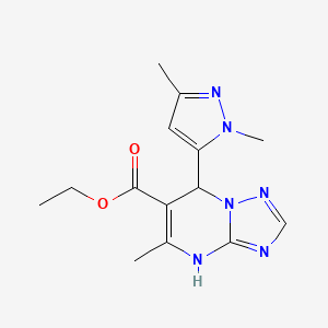 molecular formula C14H18N6O2 B6081156 ethyl 7-(1,3-dimethyl-1H-pyrazol-5-yl)-5-methyl-4,7-dihydro[1,2,4]triazolo[1,5-a]pyrimidine-6-carboxylate 