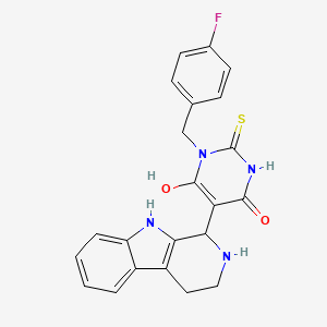 molecular formula C22H19FN4O2S B608122 1-[(4-fluorophenyl)methyl]-6-hydroxy-2-sulfanylidene-5-(2,3,4,9-tetrahydro-1H-pyrido[3,4-b]indol-1-yl)pyrimidin-4-one CAS No. 1185036-77-4