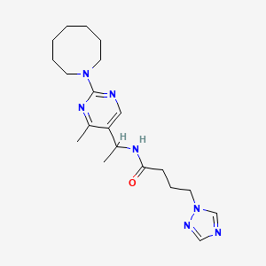 molecular formula C20H31N7O B6081282 N-[1-[2-(azocan-1-yl)-4-methylpyrimidin-5-yl]ethyl]-4-(1,2,4-triazol-1-yl)butanamide 