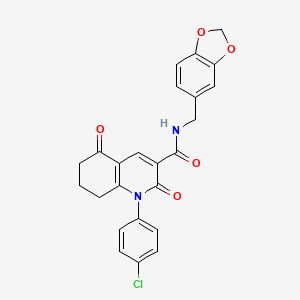 molecular formula C24H19ClN2O5 B6081480 N-[(2H-1,3-BENZODIOXOL-5-YL)METHYL]-1-(4-CHLOROPHENYL)-2,5-DIOXO-1,2,5,6,7,8-HEXAHYDROQUINOLINE-3-CARBOXAMIDE 
