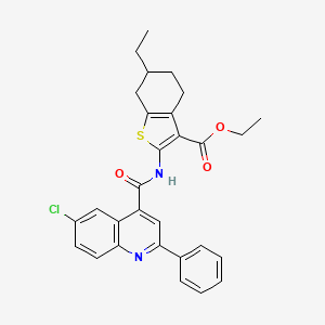 molecular formula C29H27ClN2O3S B6081901 Ethyl 2-{[(6-chloro-2-phenylquinolin-4-yl)carbonyl]amino}-6-ethyl-4,5,6,7-tetrahydro-1-benzothiophene-3-carboxylate 