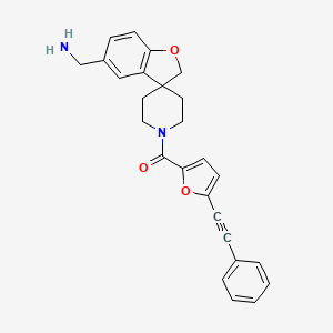 molecular formula C33H30N2O5 B608209 [5-(aminomethyl)spiro[2H-1-benzofuran-3,4'-piperidine]-1'-yl]-[5-(2-phenylethynyl)furan-2-yl]methanone CAS No. 1025795-12-3