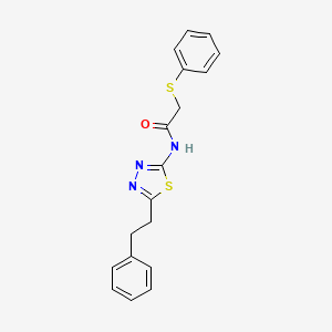 molecular formula C18H17N3OS2 B6082289 N-[5-(2-phenylethyl)-1,3,4-thiadiazol-2-yl]-2-(phenylsulfanyl)acetamide 