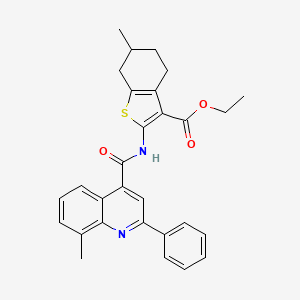 molecular formula C29H28N2O3S B6082341 Ethyl 6-methyl-2-{[(8-methyl-2-phenylquinolin-4-yl)carbonyl]amino}-4,5,6,7-tetrahydro-1-benzothiophene-3-carboxylate 