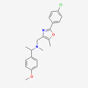 molecular formula C21H23ClN2O2 B6082818 N-{[2-(4-chlorophenyl)-5-methyl-1,3-oxazol-4-yl]methyl}-1-(4-methoxyphenyl)-N-methylethanamine 