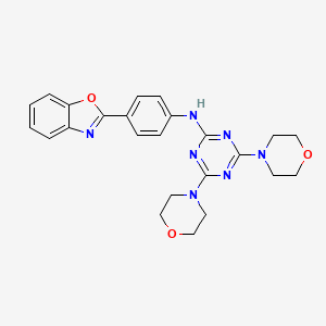 molecular formula C24H25N7O3 B6082840 N-[4-(1,3-benzoxazol-2-yl)phenyl]-4,6-di-4-morpholinyl-1,3,5-triazin-2-amine 