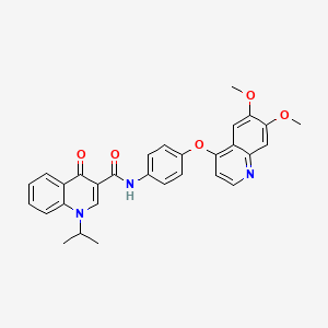 molecular formula C30H27N3O5 B608294 N-[4-(6,7-dimethoxyquinolin-4-yl)oxyphenyl]-4-oxo-1-propan-2-ylquinoline-3-carboxamide CAS No. 1355228-39-5