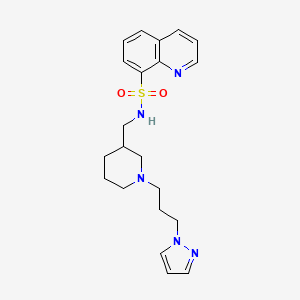 molecular formula C21H27N5O2S B6082962 N-[[1-(3-pyrazol-1-ylpropyl)piperidin-3-yl]methyl]quinoline-8-sulfonamide 