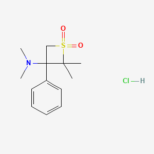 molecular formula C13H20ClNO2S B6082977 N,N,2,2-tetramethyl-1,1-dioxo-3-phenylthietan-3-amine;hydrochloride 