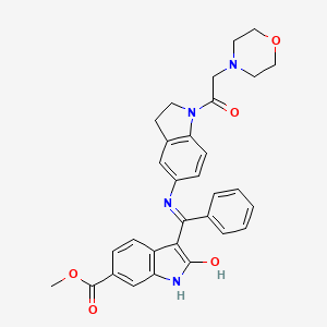 methyl (3Z)-3-[[[1-(2-morpholin-4-ylacetyl)-2,3-dihydroindol-5-yl]amino]-phenylmethylidene]-2-oxo-1H-indole-6-carboxylate