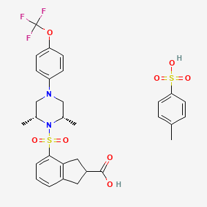 4-[cis-2,6-Dimethyl-4-(4-trifluoromethoxy-phenyl)-piperazine-1-sulfonyl]-indan-2-carboxylic acid tosylate