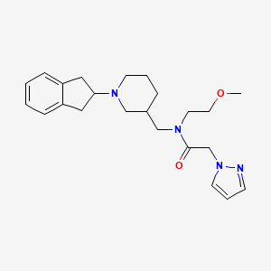 molecular formula C23H32N4O2 B6083326 N-[[1-(2,3-dihydro-1H-inden-2-yl)piperidin-3-yl]methyl]-N-(2-methoxyethyl)-2-pyrazol-1-ylacetamide 