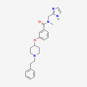 molecular formula C25H30N4O2 B6083338 N-(1H-imidazol-2-ylmethyl)-N-methyl-3-[1-(2-phenylethyl)piperidin-4-yl]oxybenzamide 
