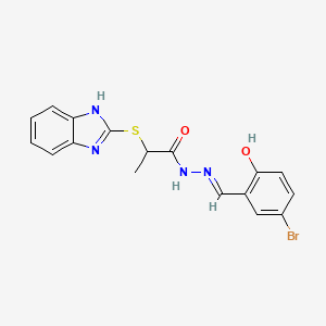 2-(1H-benzimidazol-2-ylthio)-N'-[(1E)-(5-bromo-2-hydroxyphenyl)methylene]propanohydrazide