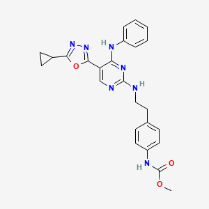 methyl N-[4-[2-[[4-anilino-5-(5-cyclopropyl-1,3,4-oxadiazol-2-yl)pyrimidin-2-yl]amino]ethyl]phenyl]carbamate
