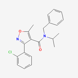 molecular formula C21H21ClN2O2 B6083434 N-benzyl-3-(2-chlorophenyl)-5-methyl-N-(propan-2-yl)-1,2-oxazole-4-carboxamide 