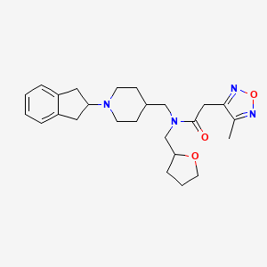 molecular formula C25H34N4O3 B6083590 N-[[1-(2,3-dihydro-1H-inden-2-yl)piperidin-4-yl]methyl]-2-(4-methyl-1,2,5-oxadiazol-3-yl)-N-(oxolan-2-ylmethyl)acetamide 