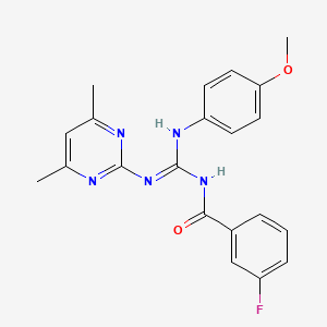 molecular formula C21H20FN5O2 B6083603 N-[(Z)-[(4,6-Dimethylpyrimidin-2-YL)amino][(4-methoxyphenyl)amino]methylidene]-3-fluorobenzamide 