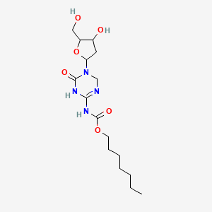 Carbamic acid, N-[5-(2-deoxy-beta-D-erythro-pentofuranosyl)-3,4,5,6-tetrahydro-4-oxo-1,3,5-triazin-2-yl]-, heptyl ester