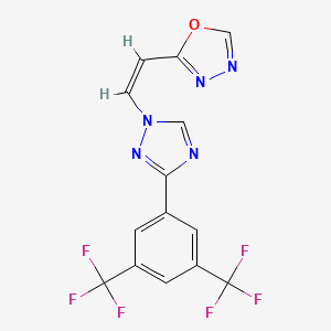 molecular formula C14H7F6N5O B608370 (Z)-2-(2-(3-(3,5-bis(trifluoromethyl)phenyl)-1H-1,2,4-triazol-1-yl)vinyl)-1,3,4-oxadiazole CAS No. 1388841-50-6