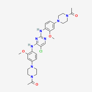molecular formula C30H37ClN8O4 B608374 1,1'-(4,4'-(((5-Chloropyrimidine-2,4-diyl)bis(azanediyl))bis(3-methoxy-4,1-phenylene))bis(piperazine-4,1-diyl))diethanone CAS No. 1472795-20-2