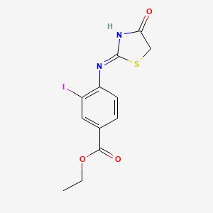 molecular formula C12H11IN2O3S B6083769 ETHYL 3-IODO-4-[(4-OXO-1,3-THIAZOLAN-2-YLIDEN)AMINO]BENZOATE 