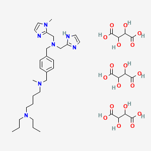 molecular formula C40H63N7O18 B608379 2,3-dihydroxybutanedioic acid;N-[[4-[[1H-imidazol-2-ylmethyl-[(1-methylimidazol-2-yl)methyl]amino]methyl]phenyl]methyl]-N-methyl-N',N'-dipropylbutane-1,4-diamine CAS No. 1097732-62-1