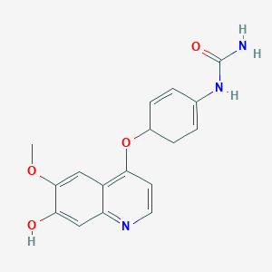 molecular formula C17H17N3O4 B608383 [4-(7-Hydroxy-6-methoxyquinolin-4-yl)oxycyclohexa-1,5-dien-1-yl]urea CAS No. 919767-02-5