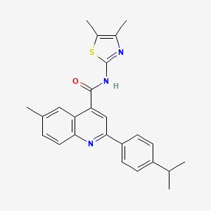 molecular formula C25H25N3OS B6083903 N-(4,5-dimethyl-1,3-thiazol-2-yl)-6-methyl-2-[4-(propan-2-yl)phenyl]quinoline-4-carboxamide CAS No. 438221-01-3