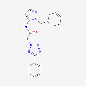 molecular formula C19H21N7O B6084027 N-[2-(cyclohex-3-en-1-ylmethyl)pyrazol-3-yl]-2-(5-phenyltetrazol-2-yl)acetamide 