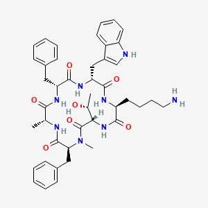 molecular formula C43H54N8O7 B608413 Cyclo(D-alanyl-D-phenylalanyl-D-tryptophyl-L-lysyl-D-threonyl-N-methyl-D-phenylalanyl) CAS No. 145758-79-8
