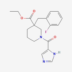 molecular formula C19H22FN3O3 B6084365 ethyl 3-[(2-fluorophenyl)methyl]-1-(1H-imidazole-5-carbonyl)piperidine-3-carboxylate 