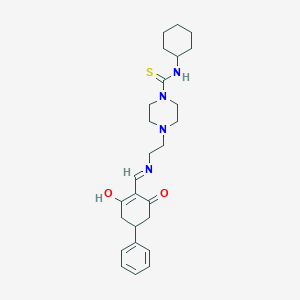 molecular formula C26H36N4O2S B6084476 N-cyclohexyl-4-(2-{[(2,6-dioxo-4-phenylcyclohexylidene)methyl]amino}ethyl)piperazine-1-carbothioamide 