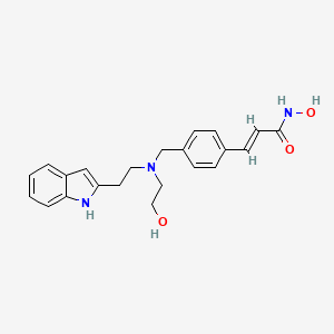 molecular formula C22H25N3O3 B608465 2-Propenamide, N-hydroxy-3-(4-(((2-hydroxyethyl)(2-(1H-indol-2-yl)ethyl)amino)methyl)phenyl)- CAS No. 591207-53-3