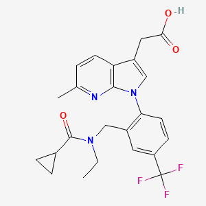 molecular formula C24H24F3N3O3 B608470 1-[2-[[(cyclopropylcarbonyl)ethylamino]methyl]-4-(trifluoromethyl)phenyl]-6-methyl-1H-pyrrolo[2,3-b]pyridine-3-aceticacid CAS No. 1420071-13-1
