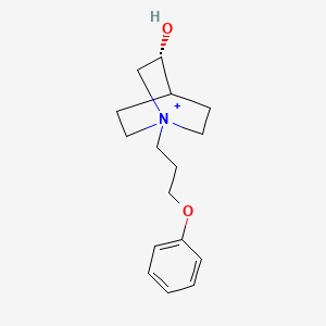 molecular formula C16H24NO2 B608473 1-Azoniabicyclo(2.2.2)octane, 3-hydroxy-1-(3-phenoxypropyl)-, (3R)- CAS No. 1709021-07-7