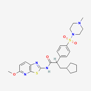 Benzeneacetamide, alpha-(cyclopentylmethyl)-N-(5-methoxythiazolo[5,4-b]pyridin-2-yl)-4-[(4-methyl-1-piperazinyl)sulfonyl]-, (alphaR)-