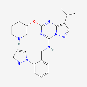 2-piperidin-3-yloxy-8-propan-2-yl-N-[(2-pyrazol-1-ylphenyl)methyl]pyrazolo[1,5-a][1,3,5]triazin-4-amine