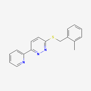 molecular formula C21H19N3O4S B608501 3-[(2-Methylphenyl)methylsulfanyl]-6-pyridin-2-ylpyridazine CAS No. 894002-50-7